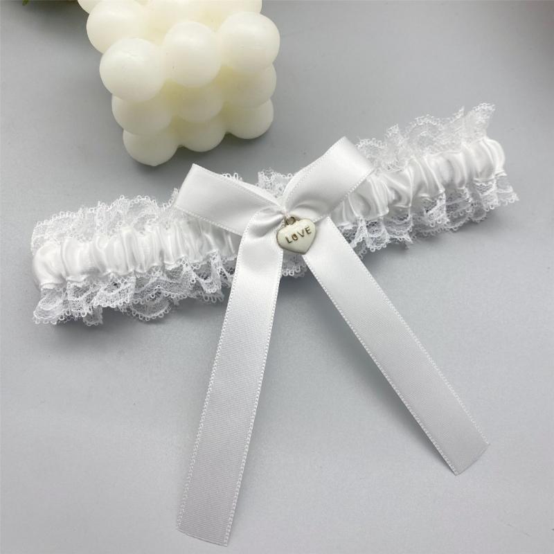 Bride Wedding Lace Garter Elastic Leg Band Lace Trim Design Leg Decoration for Formal Event Proms Ceremony Accessories