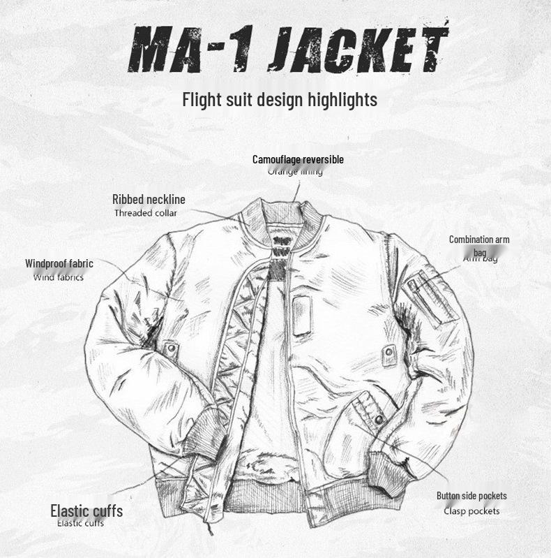 Double-Sided Men's MA-1 Camouflage Flight Jacket - Spring/Autumn Baseball Style Loose Workwear Top