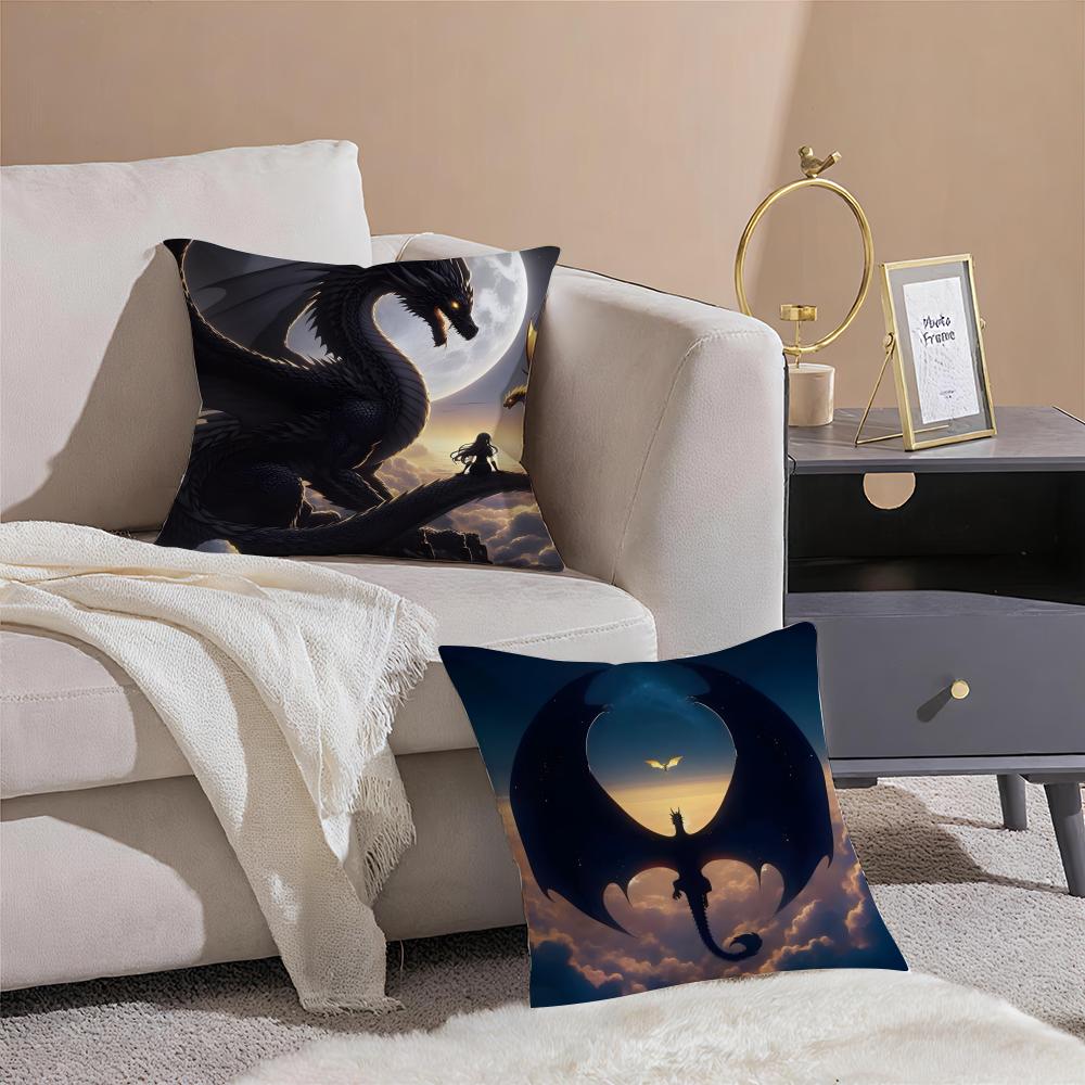 Epic Fantasy Fictional FFourth WWing Dragon Cushion Cover Pillowcase Short Plush Invisible Zipper Room Sofa Cushion Cover