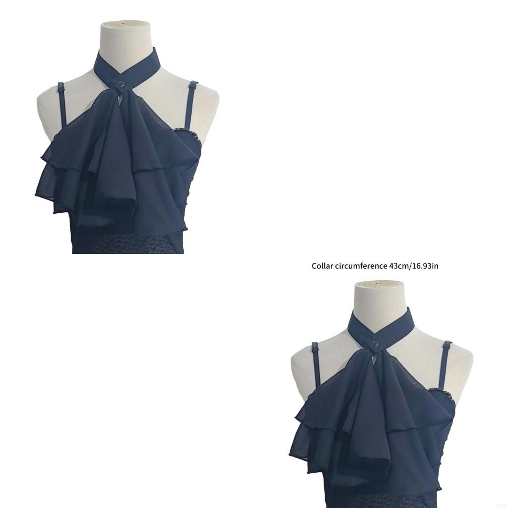 72XE Victorian Ruffle Jabot Fake Collar Necktie Historical Outfit Neckwear Accessory