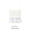 Kaslead New Arrival Women's Clothing Fashion Style Fashion Color Contrast Poplin Camisole Straight Collar Top 2140777