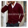Mens Solid Color V Neck Long Sleeve Casual Knit Cardigan Sweater
