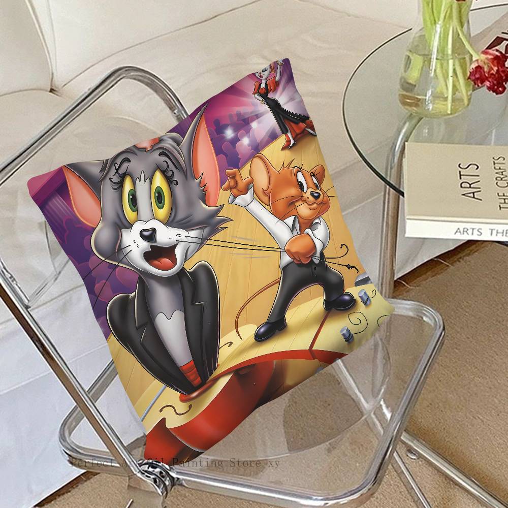 Cartoon T-Tom And J-Jerry Pillow Case Square Pillow Bedroom Sofa Leisure Comfort Cushion Car Living Room Home Decoration