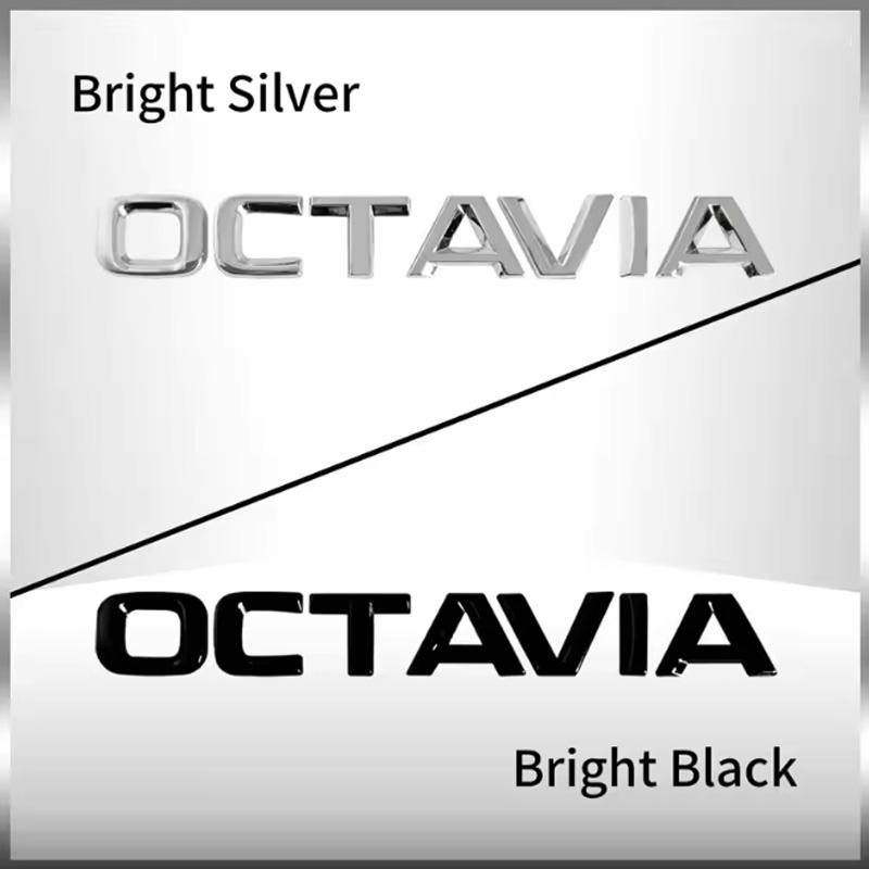 JBIW9 3D Metal Car Rear Trunk Emblem Chrome Badge Sticker For SKODA OCTAVIA SUPERB KAROQ FABIA RAPID 4x4 YETI Letter Logo Decor