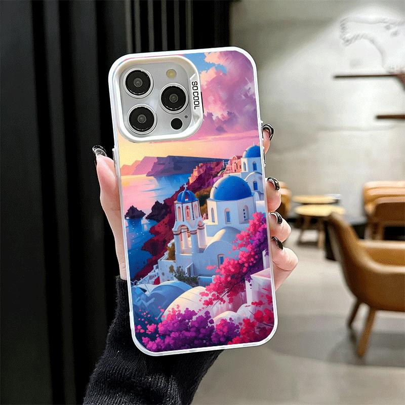 Santorini Greece Summer Soft Phone Case for iPhone 15 16 17 Pro Max 17Air 16E 14 Plus 13 12 Mini Shockproof Cover Back Shell