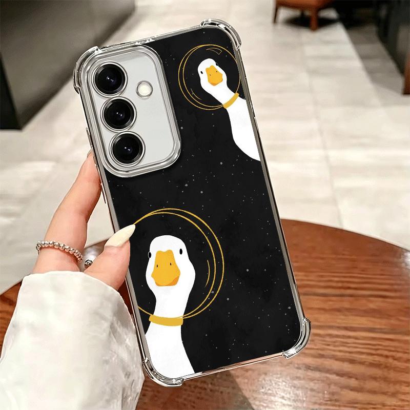 Funny Cartoon Goose Game Plating Phone Case For Samsung A17 A07 A37 A57 A16 A56 A15 A55 A14 A54 A13 A53 A26 A36 A25 A35 A24 A34