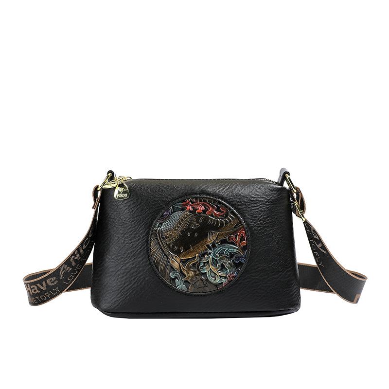 

Новая ретро тисненая трехслойная сумка-подушка большой вместимости модная женская сумка на плечо, сумка-мессенджер, легкая роскошная сумочка, тренд чёрный