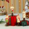 Santa Christmas Snowman Claus Snowflake Candle Light With Falling Snow Effect