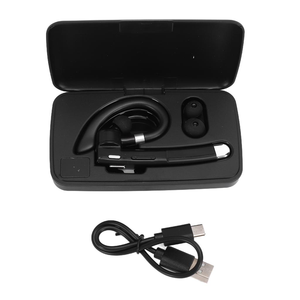 Single Ear Bluetooth Headset with Noise Cancelling Dual Mic 180 Deg Rotate Wireless Trucker Headset IPX7 Waterproofing