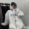 Ladies Letter Print Hooded Hoodie Women's Autumn Winter New Loose Oversize Plush Sweatshirt Pullover Tops for Couple Outfit