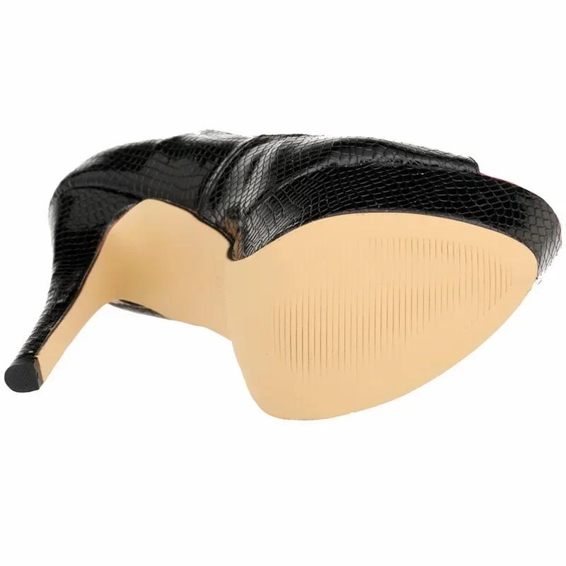 Damesko 14cm Stripper Pole Dance Høye Hæler Peep Toe Platform Sandaler Sexy Krokodillemønster Stilettos Fest Bryllupssko