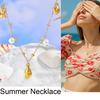18k Gold Plated Pearl Shell Conch Starfish Summer Beach Necklace, Charms Necklace for Women,Stainless Steel Waterproof Jewelry