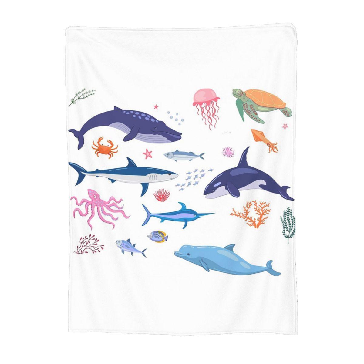

Aquatic Fish Ocean Animals Blanket Fleece Throw Blanket Multi-function Throw Blankets for Bedroom Office Throws Bedspread Quilt 80x120cm
