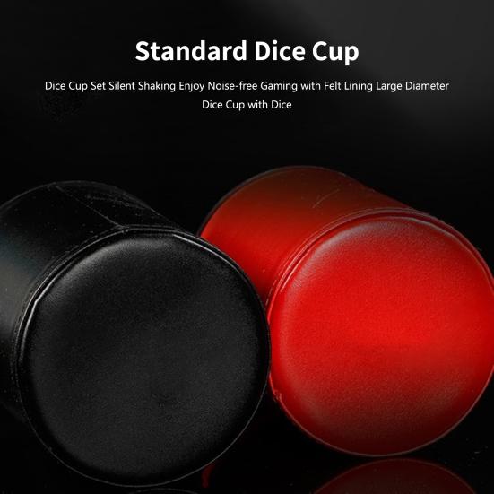 Würfelbecher-Set, geräuschlos schüttelnd, genießen Sie geräuschloses Spielen mit Filzfutter. Würfelbecher mit großem Durchmesser und Würfeln