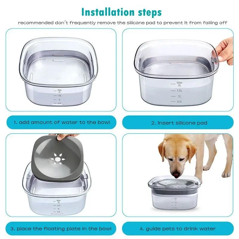 Anti-Überlauf-Trinkwassernapf für Hunde, ohne Verschütten, Trinkwasserspender, schwimmender, nicht benetzender Katzennapf, Hundenapf aus Kunststoff