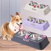 Bear Shape Double Pet Bowl Stainless Steel Puppy Water Feeder Universal Cat Food Container  Home