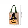 Halloween Linen Candy Bag Pumpkin Witch Black Cat Skull Handbag Kids Trick or Treat Gift Tote Bag Halloween Party Decor