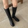 Gomvely Women Leather Mid Long Boots 4.5cm