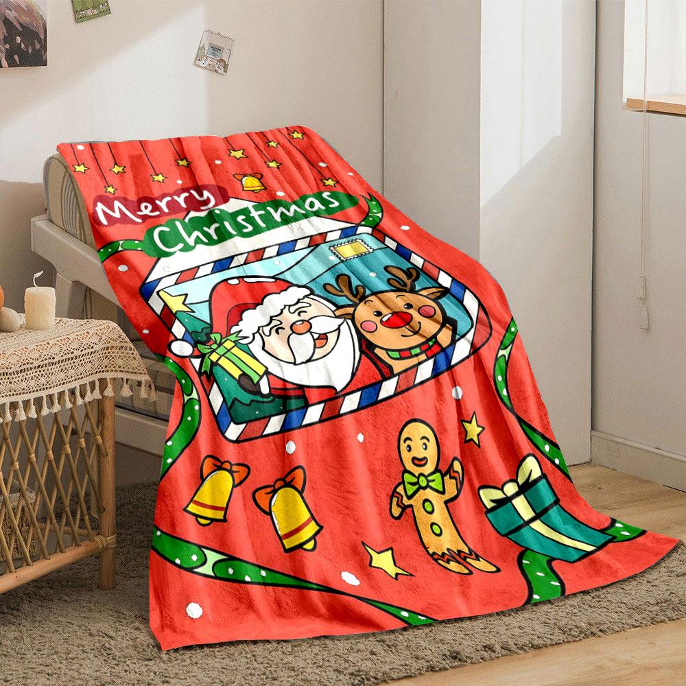 Merry Christmas Themed Festive Holiday Throw Blanket Bedroom Blanket for Livingroom Couch Lunch Break Soft Throw for Friend's Festival Gift