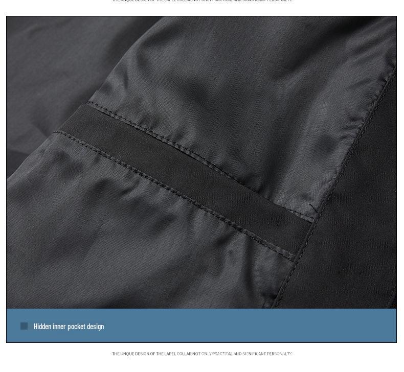 Men's Spring & Autumn Color-Block Sports Jacket with Reflective Strips - Casual Stand-Up Collar.