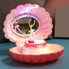 Shell Shape Ballet Girl Music Box with Mirror Jewelry Storage Box Classic Retro Melody Gift For Birthdays Holidays