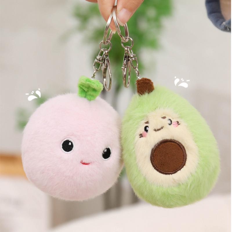 Cute Fruit And Vegetable Plush Keychains 9 Styles Soft Fluffy Bag Charms For Perfect As Small Gifts.