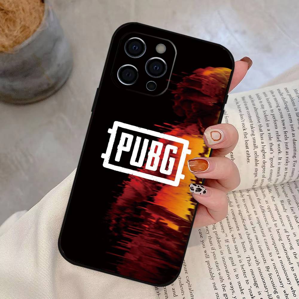 Spiel P-U-B-G Handyhülle Für iPhone 17, 16,15,14,13,12,11 Plus,Pro Max, Andere Weiche Schwarze Hülle