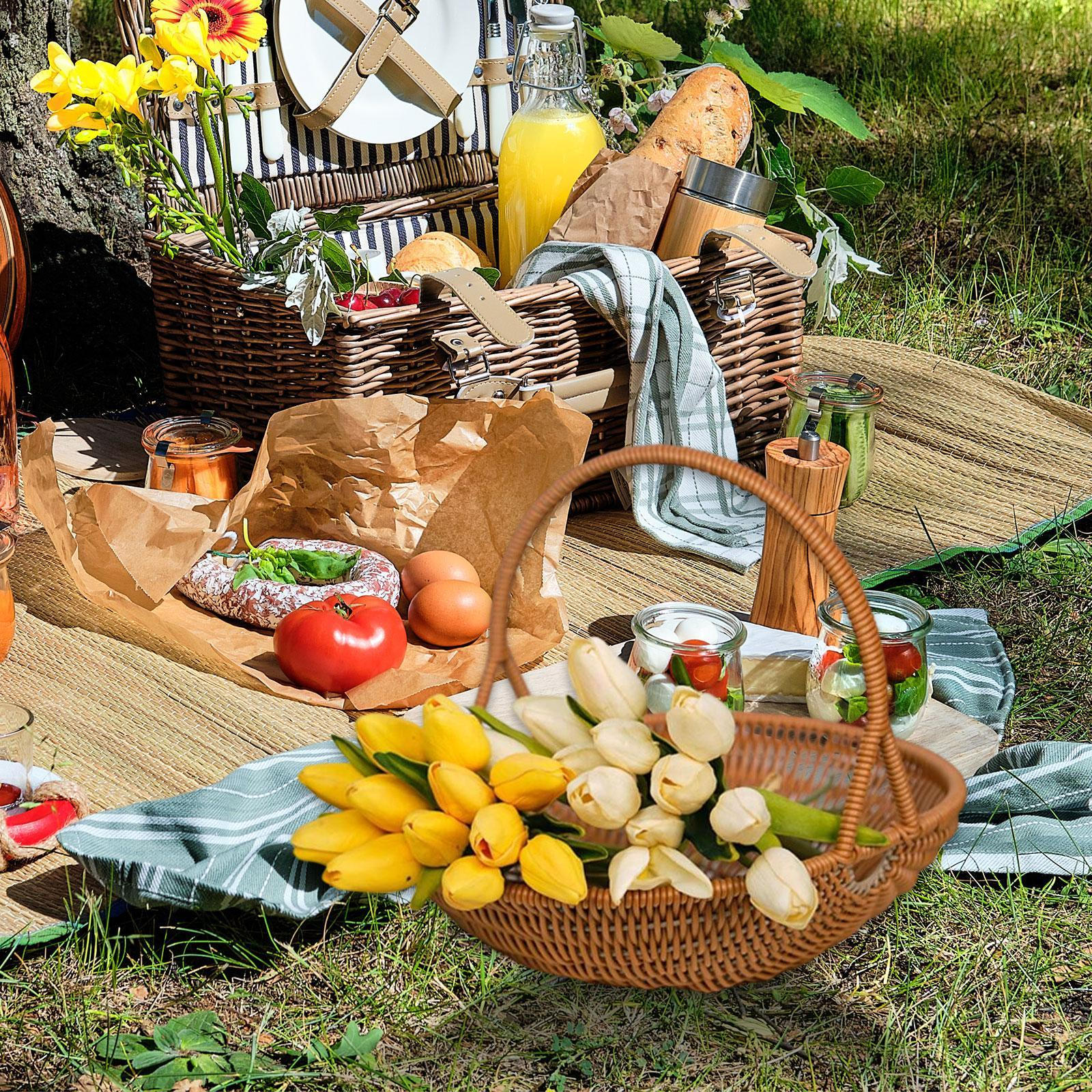 

Creative Versatile Hand-woven Synthetic Rattan Storage Basket for Picnic And Candy Organizer. S