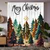 2 Pieces of HD Digital Green Tie Christmas Tree Jungle Snow Curtain Home Decoration Style Decoration Living Room Bedroom Rod Cur