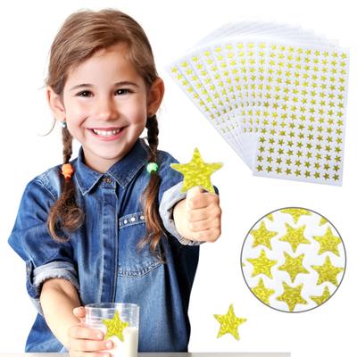 Holografische Sternaufkleber Selbstklebende Mini Glitzer Gold Sternaufkleber für Kinder Belohnung Verhaltensdiagramm Schule Klassenzimmer Schüler Lehrerbedarf