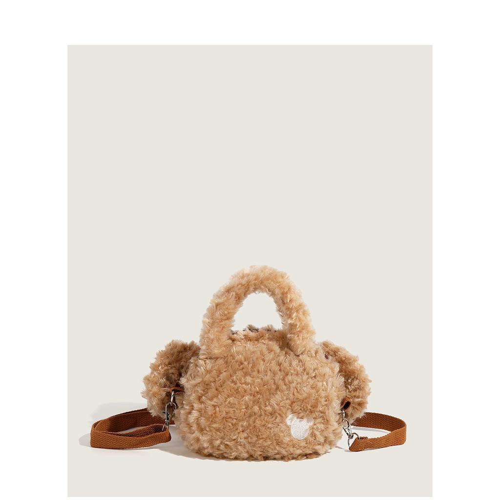 High-value cartoon cute plush bear shoulder portable messenger bag