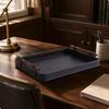 Rectangular Storage Tray Large Semi-PU Leather Organizer Handled for Desk