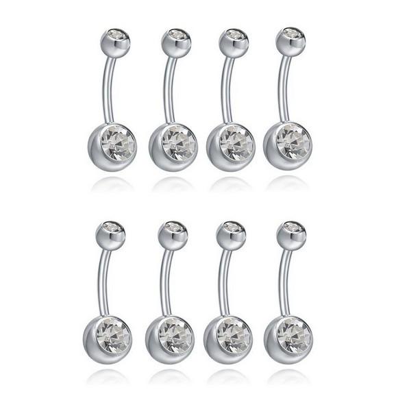 14G Stainless Steel Double Diamond Multi-Size Belly Ring Piercing Jewelry for Dance