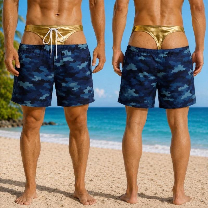 Beach Party 3D Print Camouflage Funny Humour Swim Trunks Men Unique Personality Breathable Beach Shorts Summer Fashion Trend