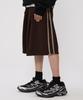 Boundary Single-Pleat Sideline Bermuda Shorts [Brown]