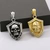 Hip Hop Skull Crystal Stone Shield Necklace for Men High Quality Stainless Steel Gold Color Charm Pendant Trendy Jewelry Gift