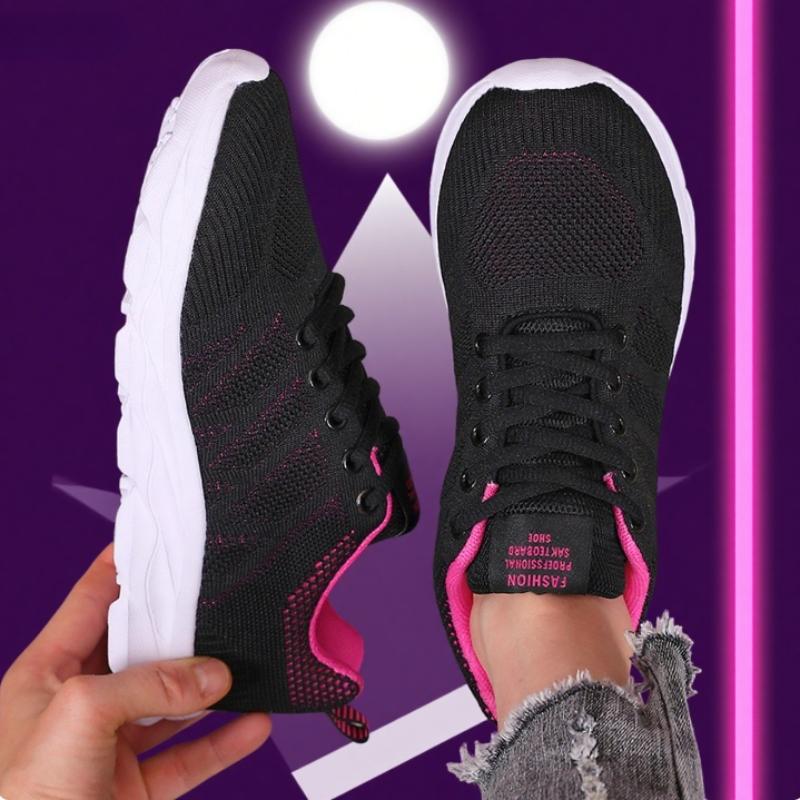 

Черно-розовые женские кроссовки для бега Легкие Удобные Уличные Тренировочные Кроссовки Нескользящие Амортизирующие Платформенные Кроссовки для ходьбы 36