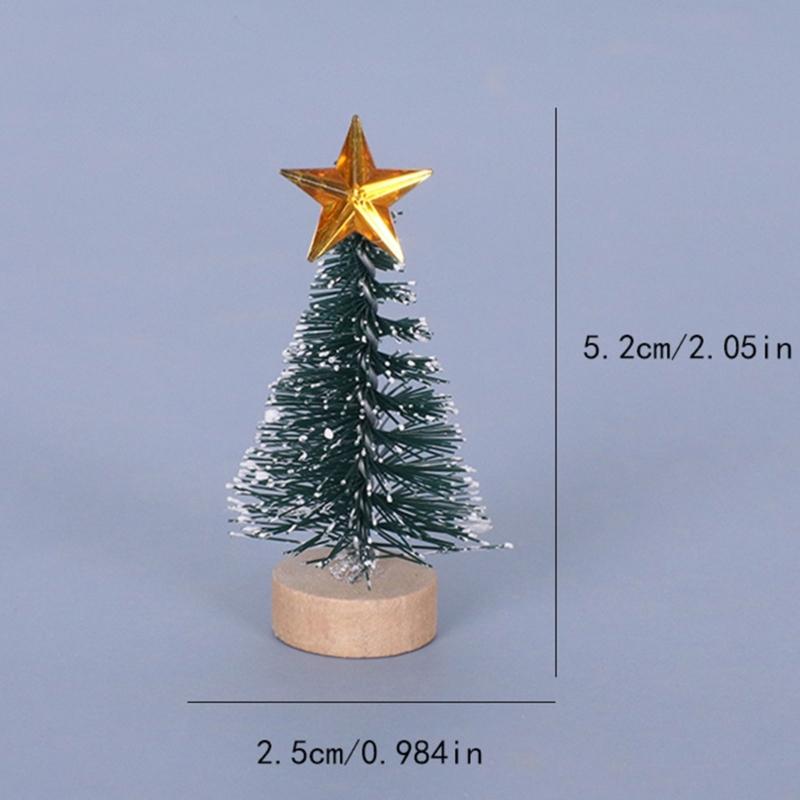 Mini Christmas Tree Decorations for Room Scene Decoration, 12 Piece Set Miniature Wood Tree Ornament for Holiday Tabletop and Craft
