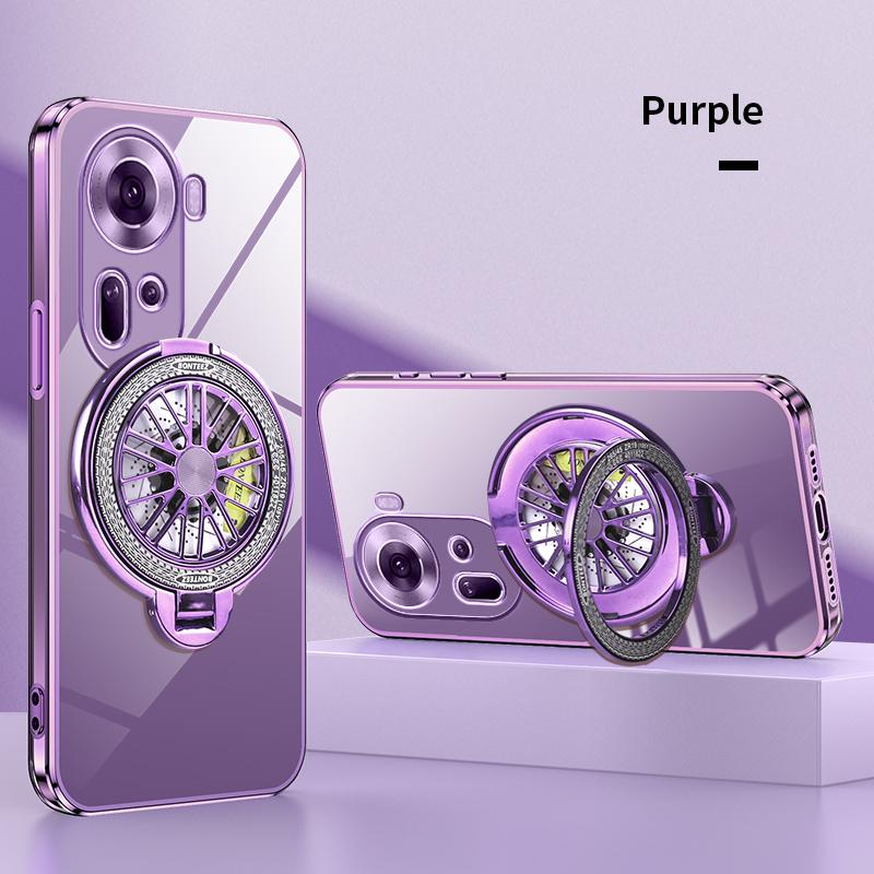 

Прозрачный чехол-подставка для телефона с гироскопом с прозрачным покрытием для OPPO Reno 12 12F 11 11F 10 8 7 Pro Plus 4G 5G Силиконовый чехол Reno 12F фиолетовый