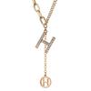 Stylish Korean Ins Inspired Letter H Tassel Short Necklace In Elegant Coffee Gold