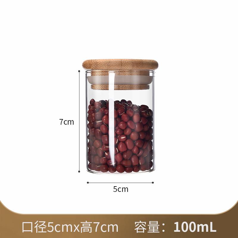 Wood Lid Glass Airtight Canister Food Container Tea Coffee Beans Kitchen Storage Bottles Jar Sealed Grounds Candy Jars Organizer