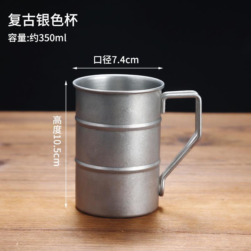 

Vintage Stainless Steel Beer Mug Teacup Travel Camping Restaurant BBQ Draft Water Cup Creative Cold Drink Coffee Cups Tableware Cup