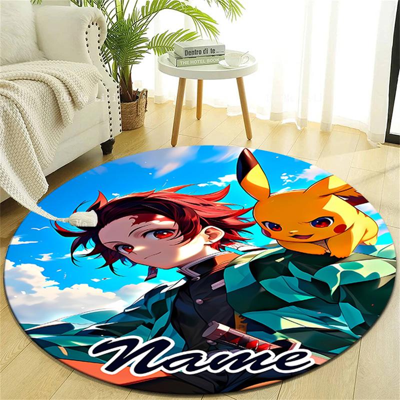 Personalized Demon Slayer Round Chair Office Rug - Perfect for Mat, Office Chair & More - Ideal Gift for Birthdays and Holidays