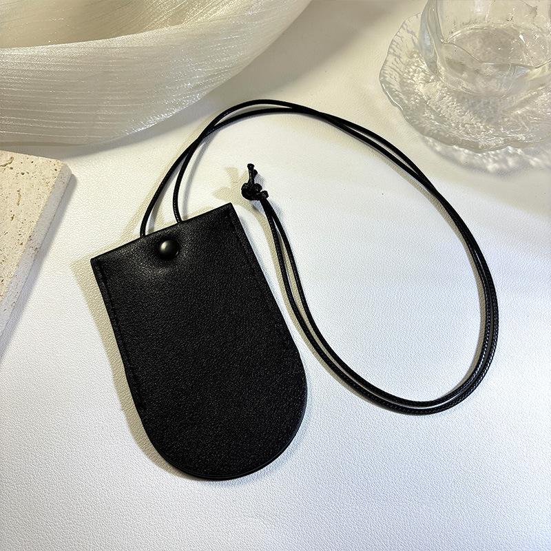 Minimalist Hanging Neck Mini Glasses Bag, Glasses Storage Bag, Handmade Leather Semi-circular Necklace Bag
