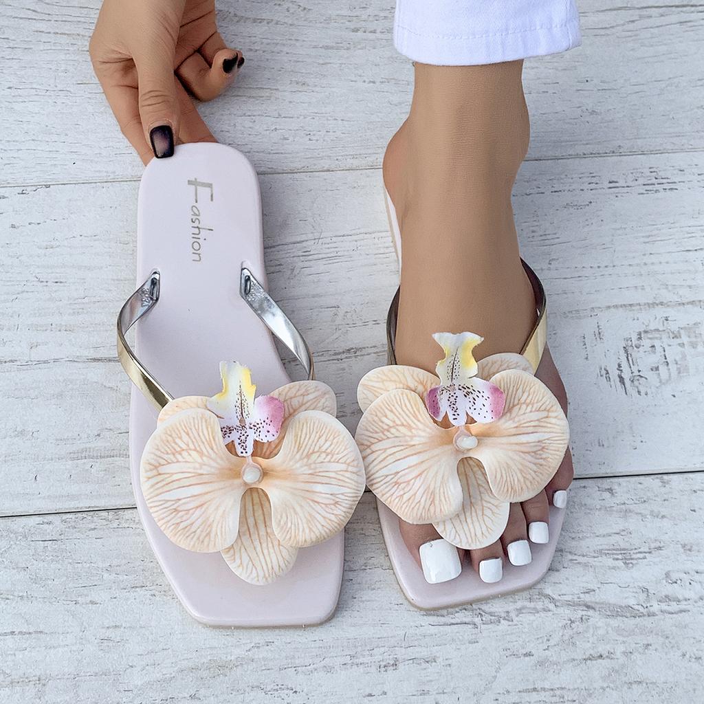 Brand Slippers Female  Summer New Elegant Flowers Designer Women Slippers Casual Fashionable Outdoor Sandals Slides Women