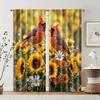 2 Pcs Filtering Curtains (excluding Rods Non-movable Without Batteries) Sunflower & Red-Billed Bird for Use In Bedrooms and