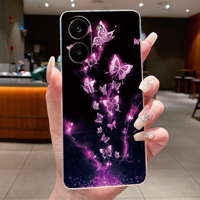 Phone Case For Redmi Turbo 5 / Poco X8 Pro 5G Fundas Capa Butterfly Bow Protective Casing Transparent Soft Silicone TPU Cover