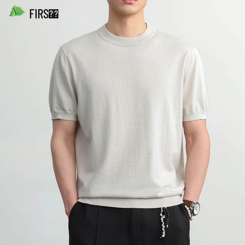 

FIRS Men s Wool Blend Short Sleeve Knitted Business Casual Top L