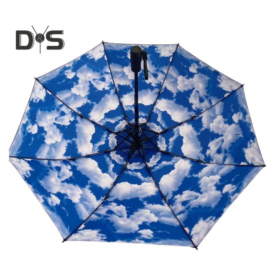 Folding Umbrella with Fan USB Rechargeable UV Sun Protection Tri-fold Umbrella Portable Waterproof Windproof Summer Outdoor Sun Rain Umbrella