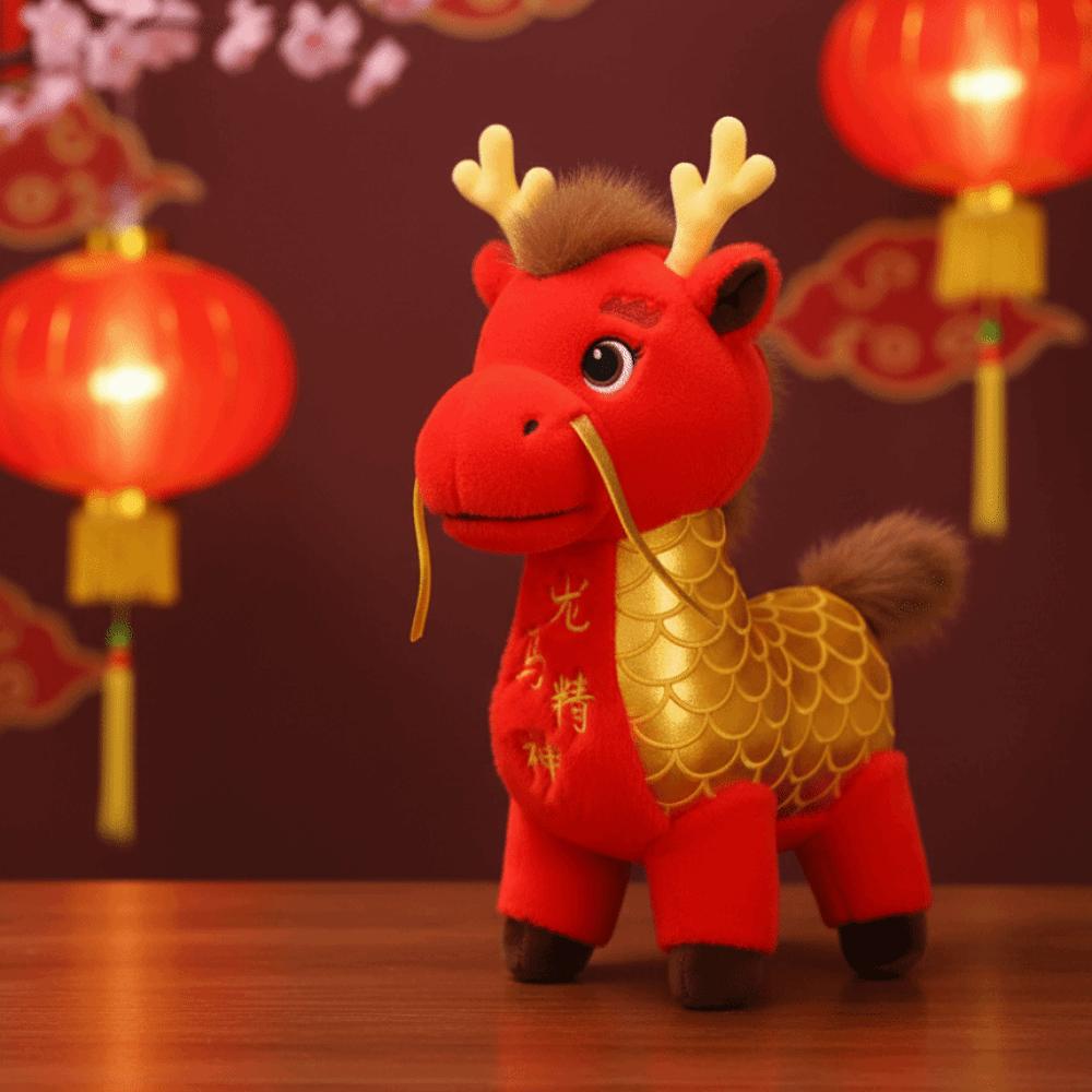 Cute Stuffed Horse Toy Good Luck Zodiac Pony Figurine 2026 Dragon Horse Plush Doll  Home Decoration